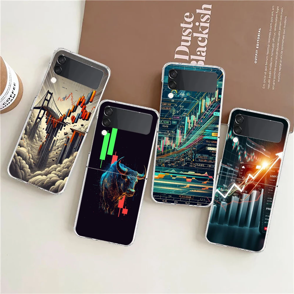 Phone Cover For Samsung Galaxy Z Flip 7 6 5 4 Case Transparent For Samsung Z Flip 3 Hard PC Trade Investment Forex Stock Market