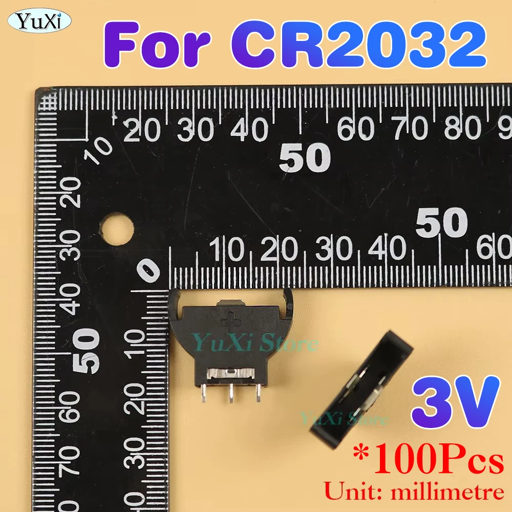 

100Pcs CR2032 3V Battery Holder Coin Cell Socket Box Case Box Vertical Inline 3Pin BS-5 Plastic Half Round Module Battery Boxes