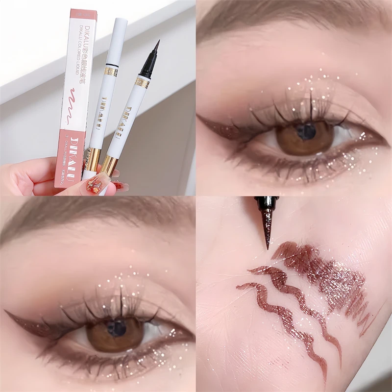 アイライナーペンは目を明るくします 2 in 1、超極細、光沢のある、高光沢のパールアイライナー、自然で長持ちします