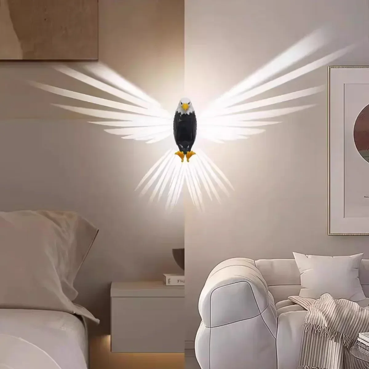 Christmas Bird Wall Lamp Owl Eagle Shape Projector Modern Creative Atmosphere Sconce Light 3D Print Animal Lighting Decoration