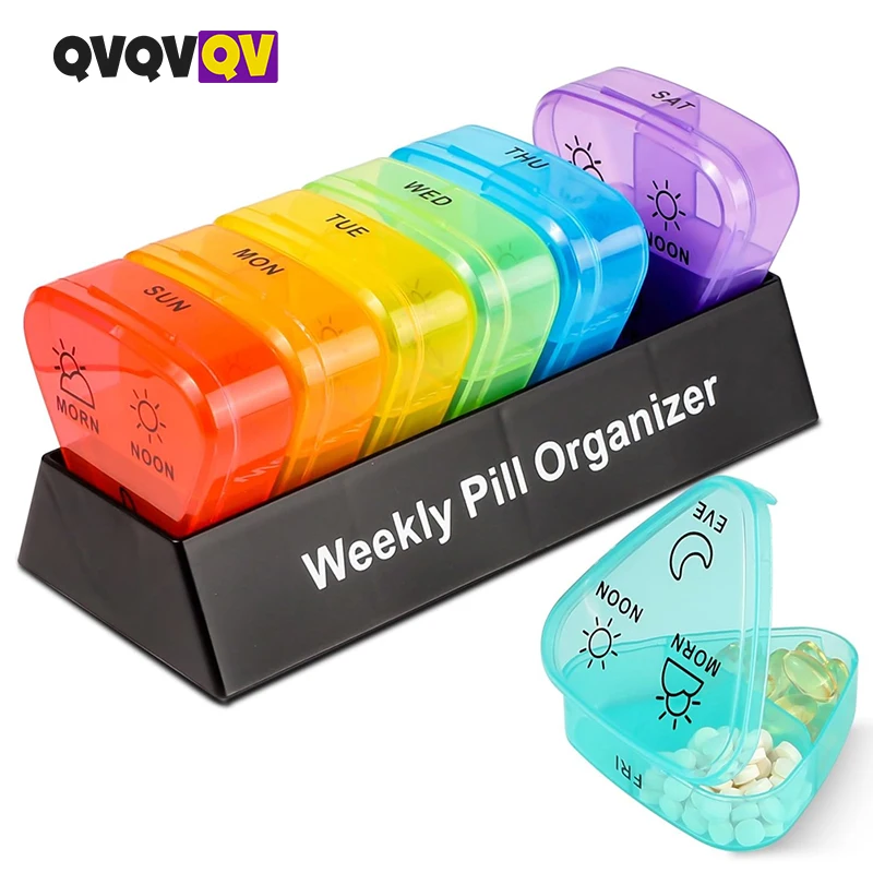 Weekly Pill Organizer 3 Times a Day, Compact Pill Box 7 Day with Roomy Pill Case and Sturdy Design for Managing Your Vitamins