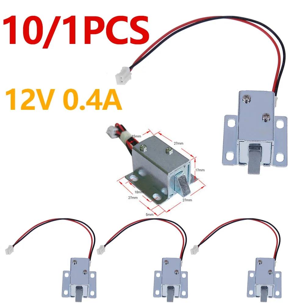 10/1pc Electronic Lock Catch Door Gate 12V 0.4A Release Assembly Solenoid Universal Drawer Anti-vibration Electric Solenoid Lock