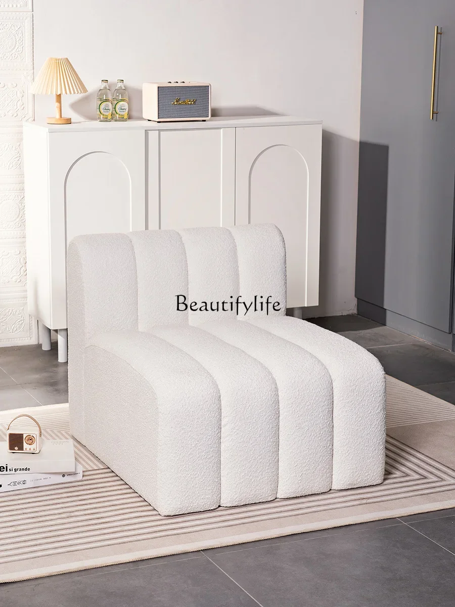 Cream wind sofa living room simple modern creative module straight row fabric single sofa chair