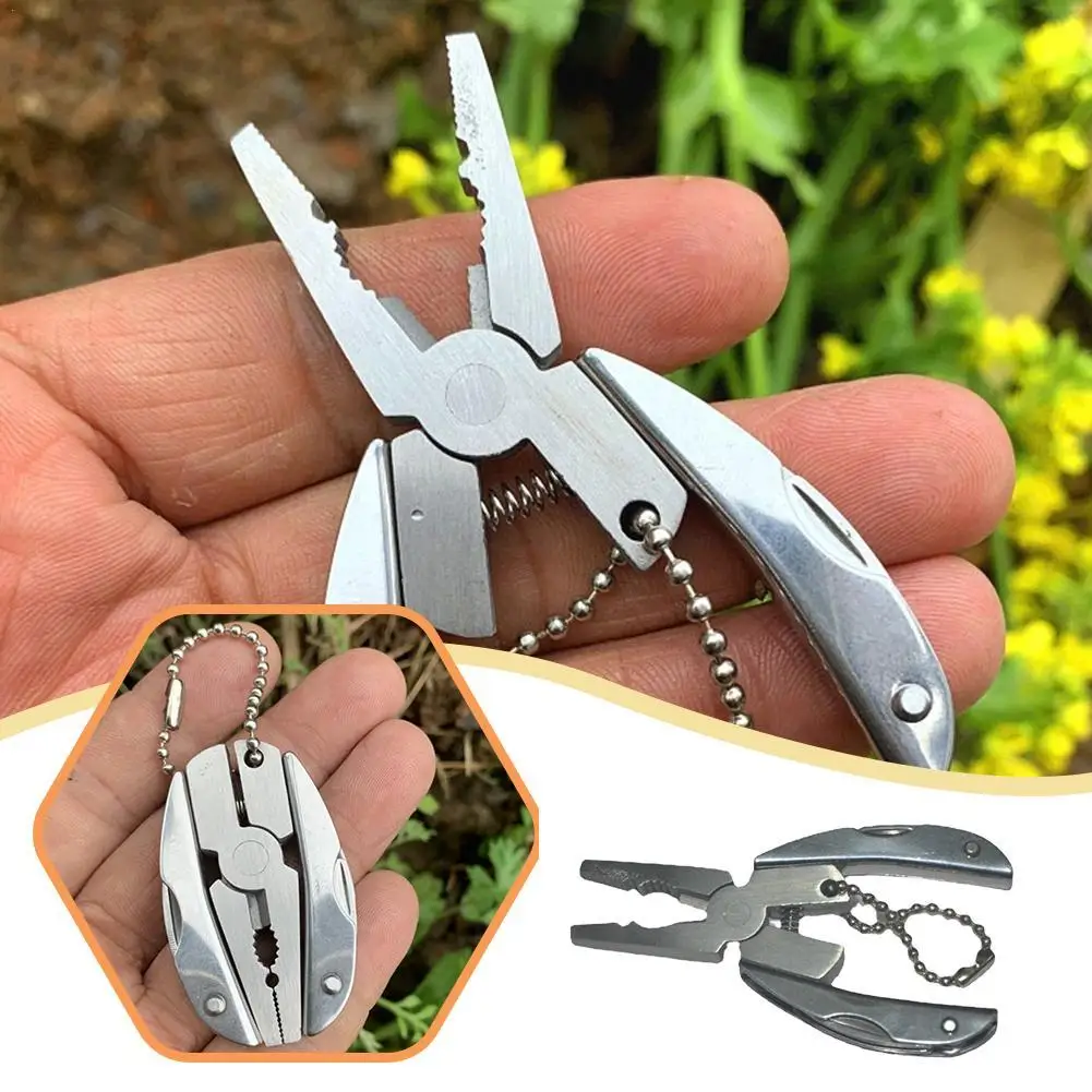 Mini Multifunctional Outdoor Folding Pliers Stainless Steel Back Screwdriver Cutter Outdoor Combination Hand Tool