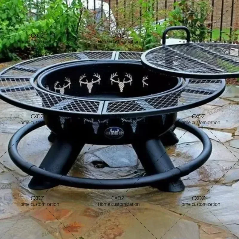 XX Wholesale Outdoor Corten Factory Garden Table Patio Firepit Table Gas Grill Camping Steel Fire BBQ Pit