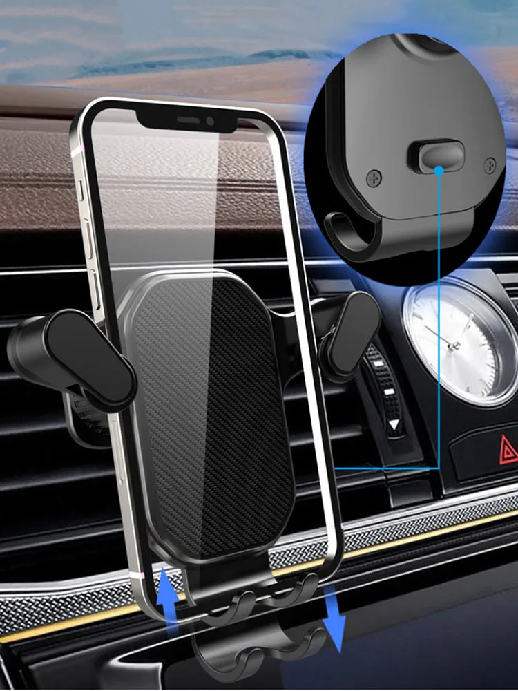 Car Air Vent Clip Mount Gravity Car Phone Holder Smartphone GPS Holder Upgrade Mobile Bracket Support For IPhone 13 12 Xiaomi