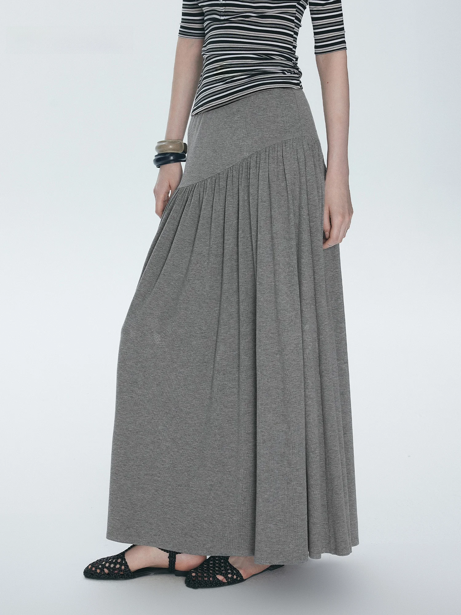 

Юбка Annachic: комфортная, струящаяся, асимметричная, с широким подолом, длинная, для повседневной носки, с высокой талией, А-силуэт, свободный крой