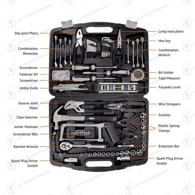 173 مجموعات منزلية من الفولاذ الكربوني الأكثر شعبية، مجموعات أدوات يدوية هجينة، أدوات إصلاح متعددة الاستخدامات
