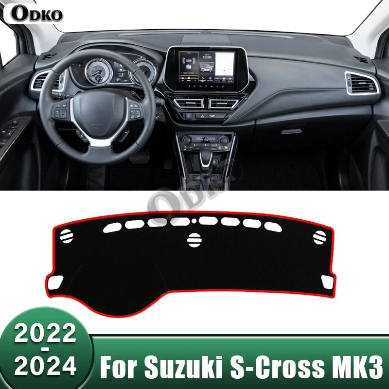 Car Dashboard Cover Avoid Light Pads Sun Shade Mats Instrument Panel Non-Slip Accessories For Suzuki S-Cross MK3 2022 2023 2024