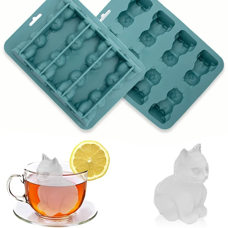 

1pc 3D cat ice cube mold, easy to release silicone ice hockey machine, suitable for cold drinks, whiskey, and cocktails, BPA fre