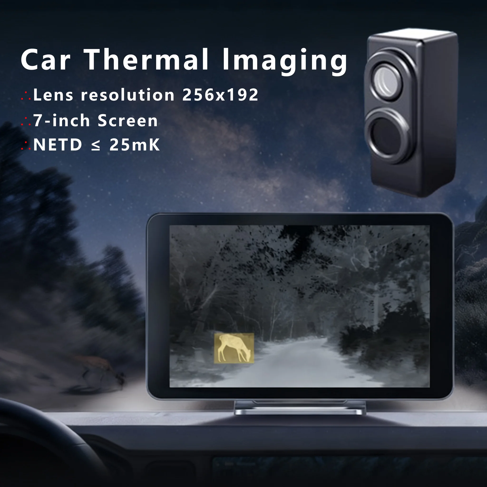 NS7 Nachtzicht Camera Voor Auto 200M Anti-Collision Thermische Infrarood Camera AI Rijveiligheid Gevaar Waarschuwing Herinnering