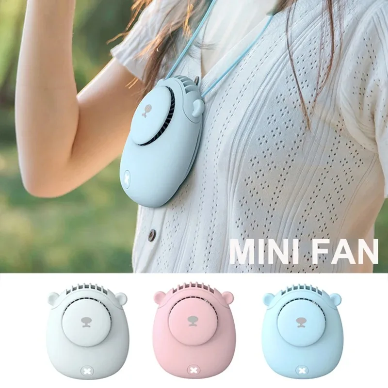 GGbingo Mini Lazy Cooling Fan Portable Hanging Neck Fan USB Charging 1200mAH Li-ion Battery Sports Cooler Fan for Outdoor Trave