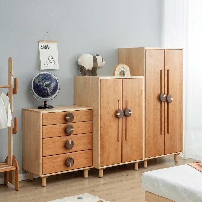 

7W maple children's wardrobe solid wood boys and girls bedroom combination wardrobe storage drawer storage