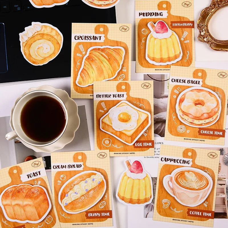 Simulation Bread Sticky Notes Realistic Food Shape Writable Message Tabs Reusable Page Markers for Student Notes Scrapbook