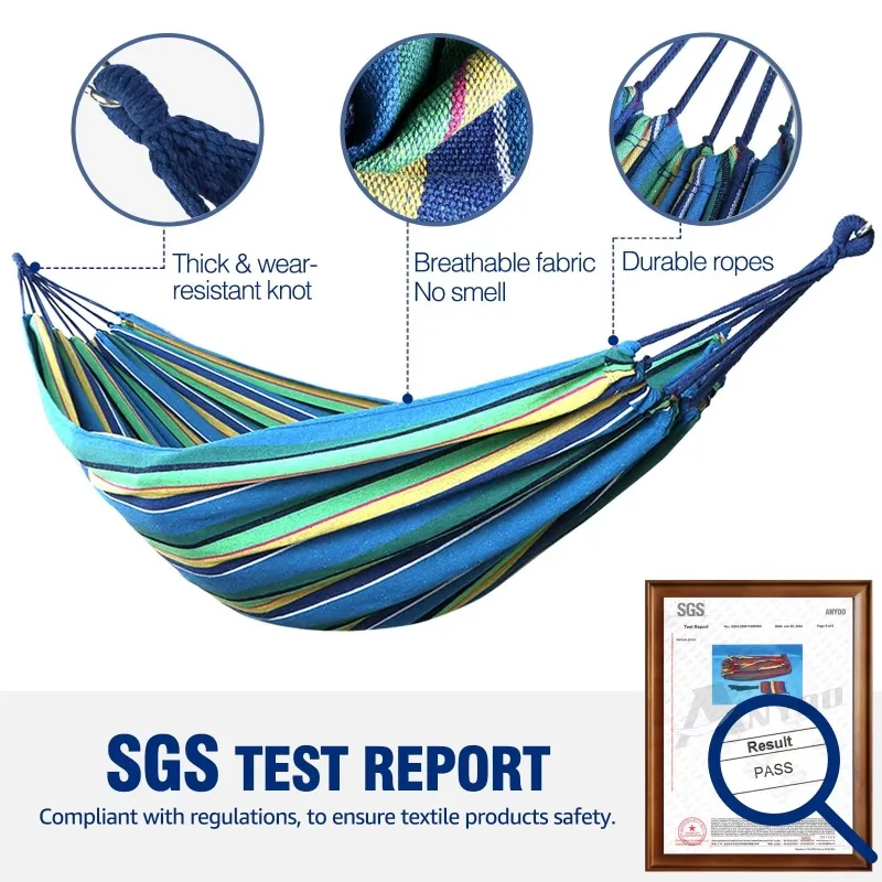 Wholesale Price  Garden Cotton Portable Hammock, Comfortable Fabric Hammock, Holds up to 660 Lbs, Great for Camping, Outdoor