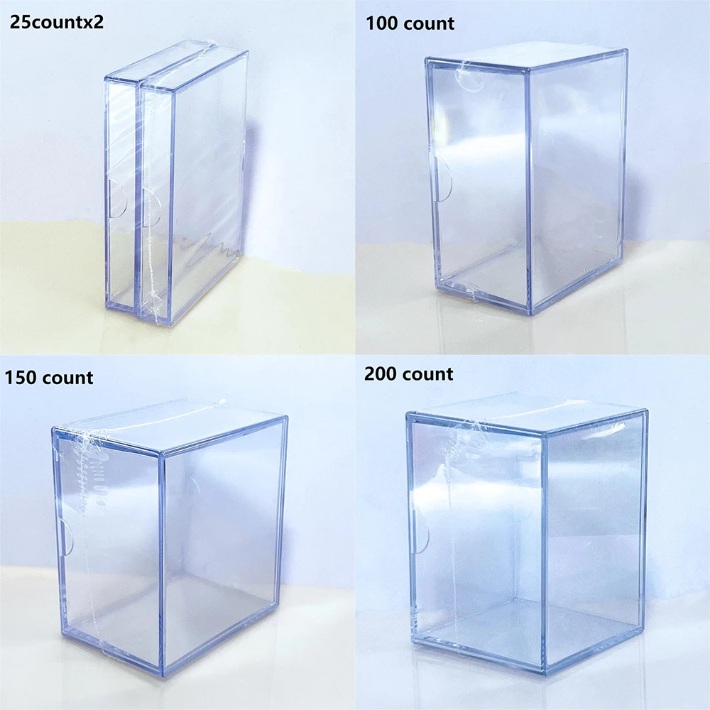 

Clear fitting semi air-tight Closures Storage box Hold 10/25/50/100/150/200/250 Count Standard Size Magic TCG Sports Card Case