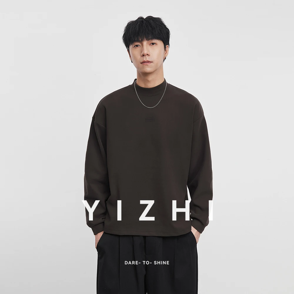 

Fashion Men's All-match Fashion Casual High Neck Long Sleeve T-shirt 2025 Autumn Winter New Men Season Bottoming Shirt Pullover