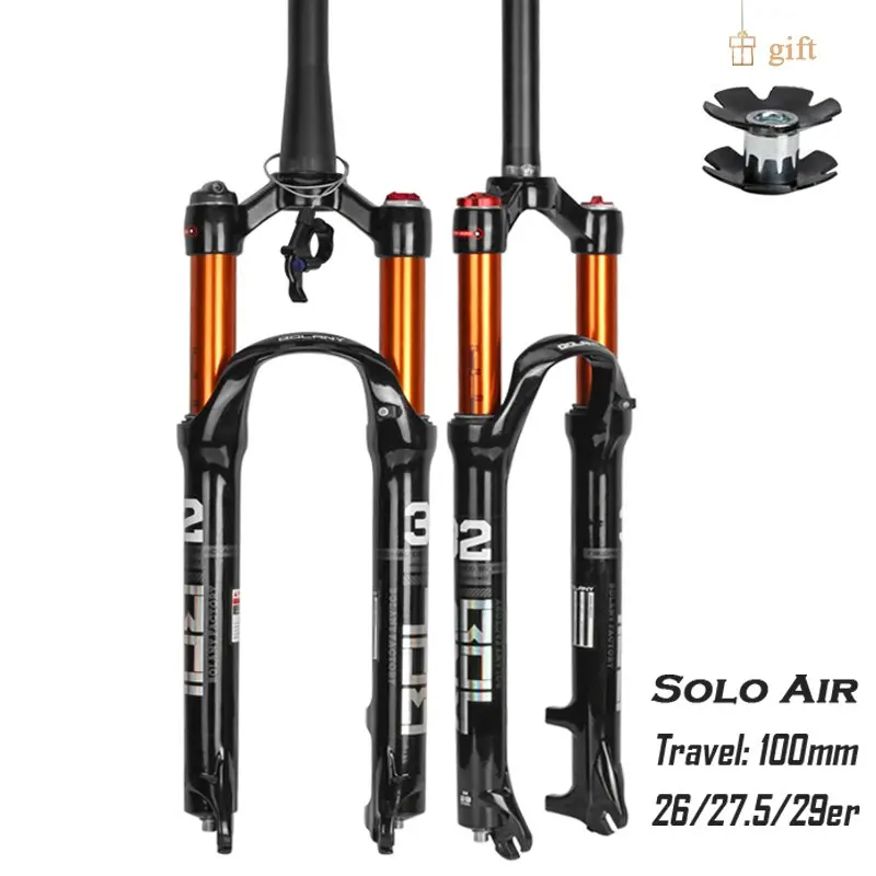 BOLANY Suspension 26/27.5/29inch StraightTapered Tube Lockout Magnesium Alloy QuickRelease MTB Bike Fork Solo Air Bicycle Front