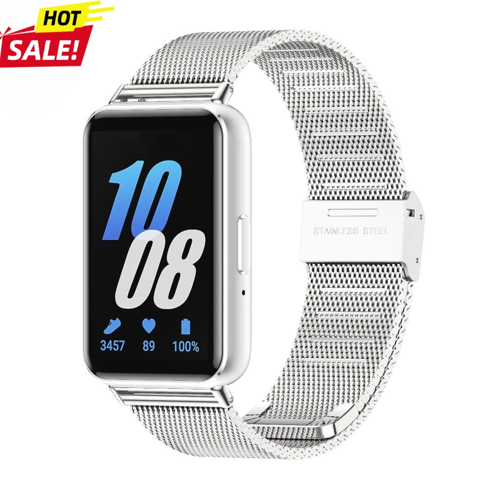 Correa de malla metálica de acero inoxidable para Samsung Galaxy Fit 3, pulsera de repuesto para reloj inteligente Samsung Galaxy Fit 3