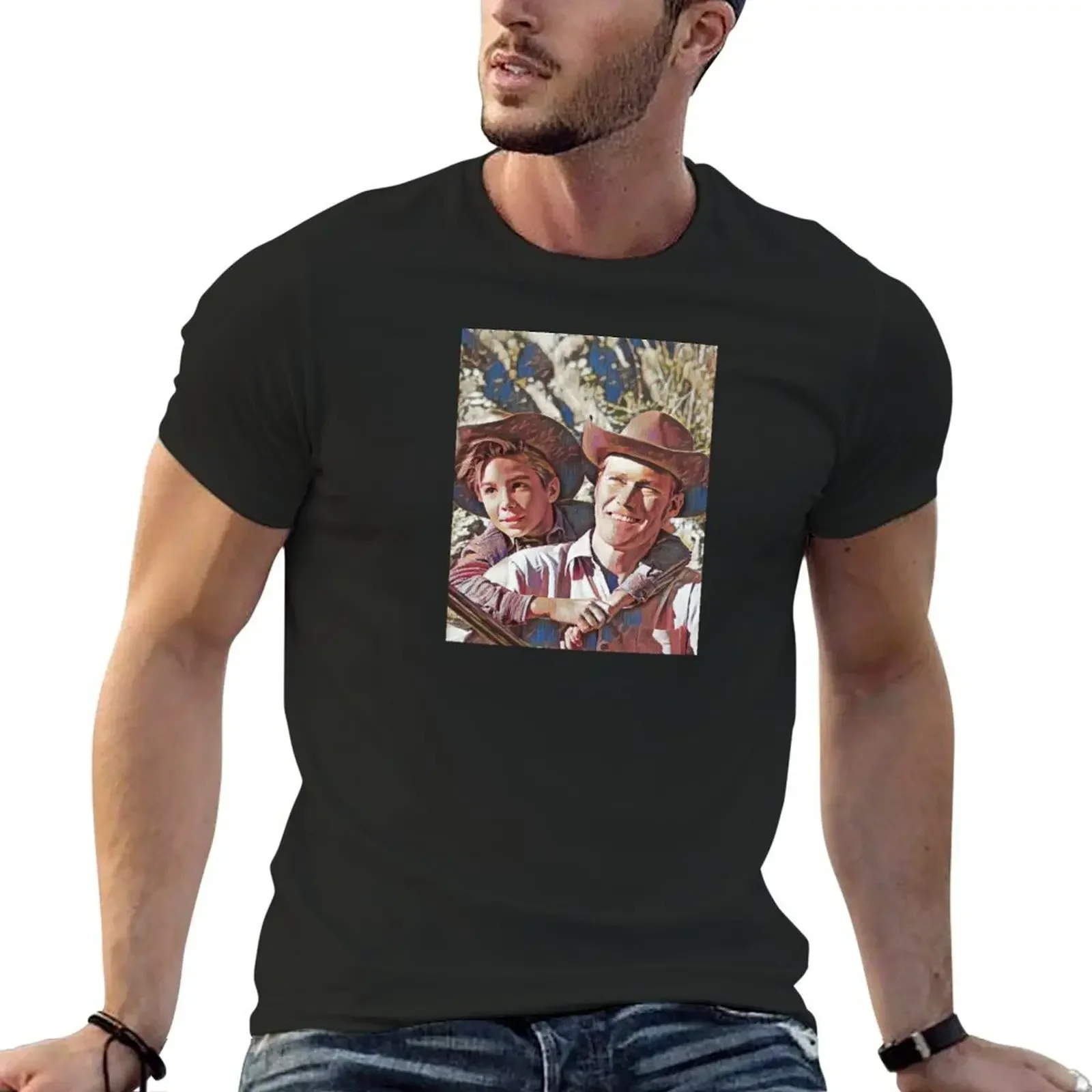 The Rifleman -- Mark with Pa! -- Denim T-Shirt shirts graphic tee new edition blanks Men's clothing