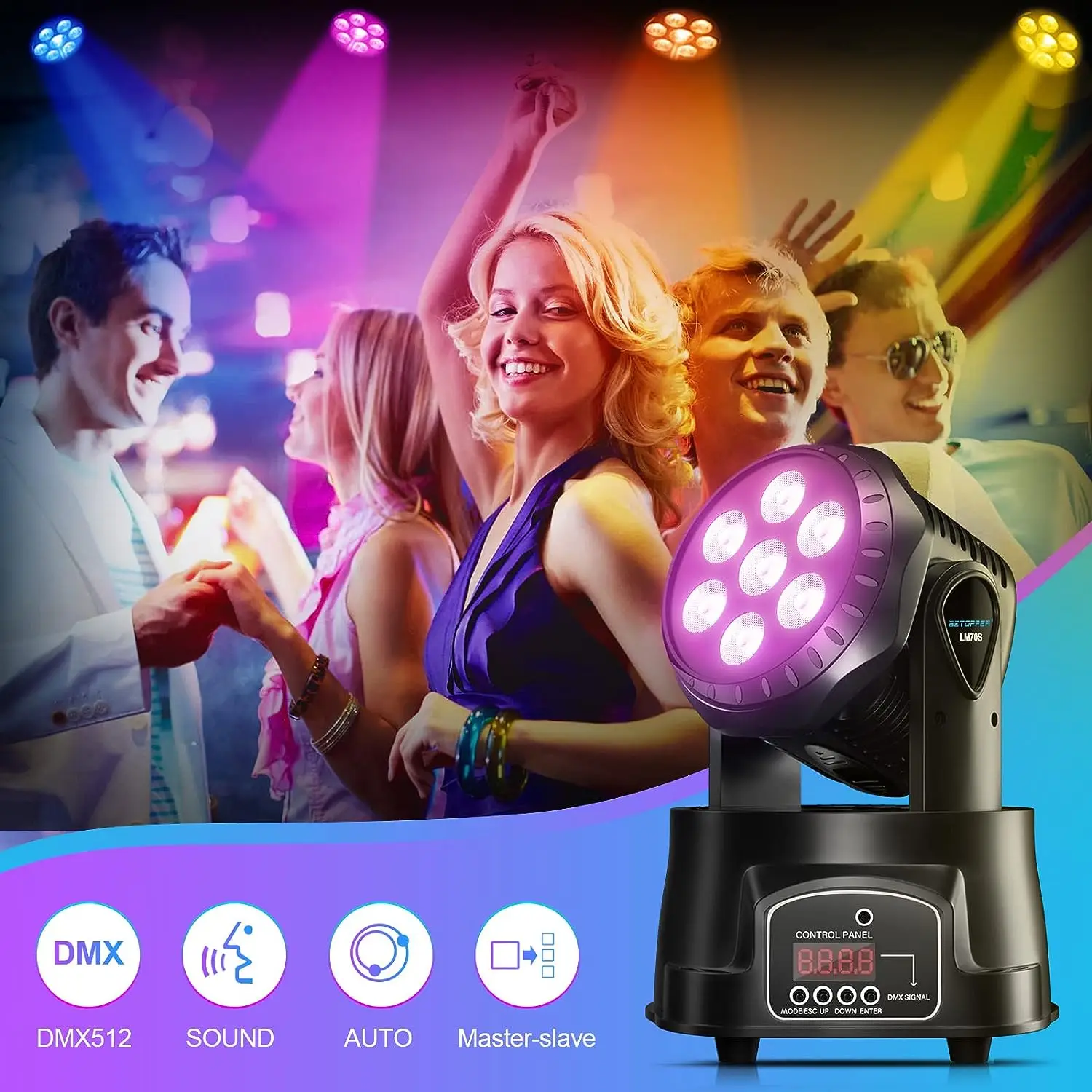 Imagem -02 - Big Dipper Party Light para Barras Rgbw 4-em Mini Cabeça Móvel Controlador de Canais Dmx Performance Places Lm70s 7*8w Pcs