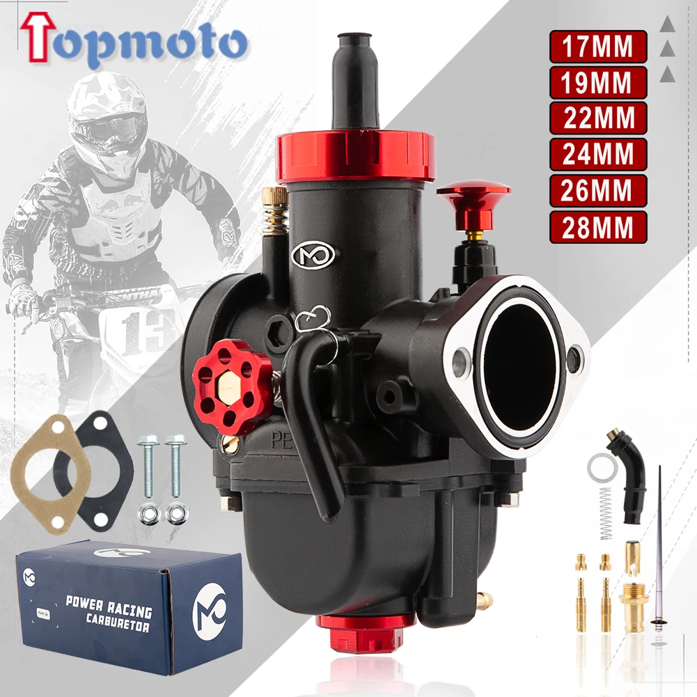 Motorcycle 2T 4T Carburetor PE17 19 22 24 26 28mm Flange Autocycle Engine PE Carburetor With Jets For YAMAH KAWASAK Dirt Bike