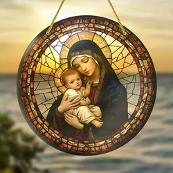 Jesus Comes Suncatcher Nativity Scene Acrylic Sun Catcher Wall Hanging Christmas Decorative Sign & Plaque Gift for Family Friend