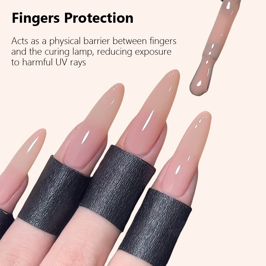Schwarzes Nagelkunst-Abdeckband, Lichtblockierende Folie für Gel-Aushärtung, UV-Schutz, Fingertapes, Maniküre-Werkzeuge – Detail 3
