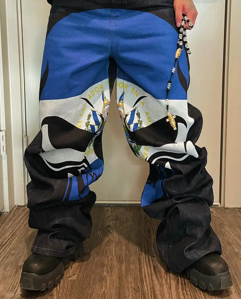 00s skull pants Y2K japanese label 平成初期 jupkem Baggy Jeans Men