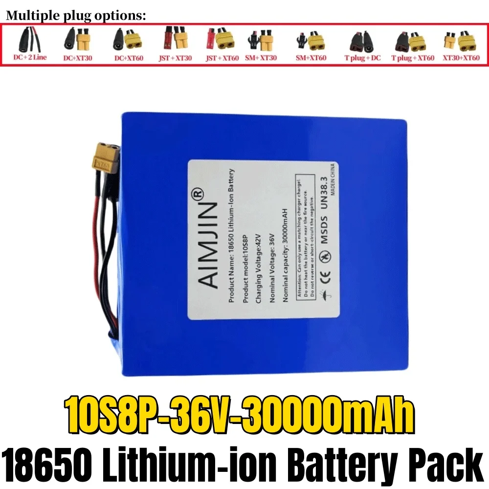 

10S8P Литиевый аккумулятор класса А, 36 В, 30 Ач, 18650, мощный встроенный BMS мощностью 1500 Вт, подходит для различных резервных устройств для хранения энергии