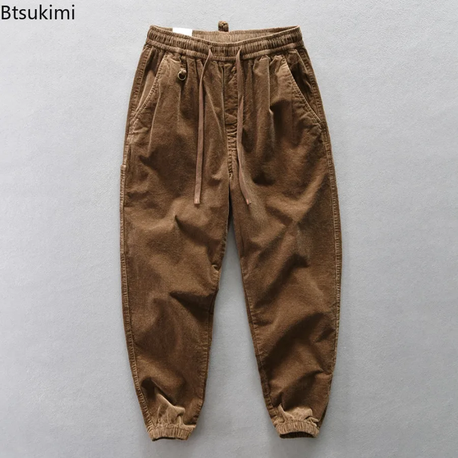 

Autumn Winter New Men's Corduroy Pants Vintage Streetwear Fashion Versatile Drawstring Casual Baggy Trousers Male Joggers Pants