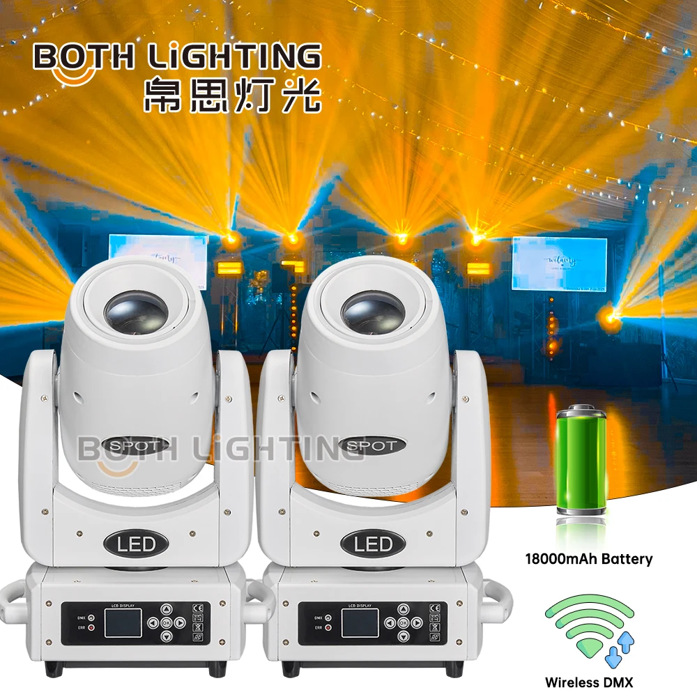

2pcs 100w Spot Battery BPM Moving Head Lights Wireless DMX Sharpy Lights for Wedding DJ Effects Party Club Event Stage