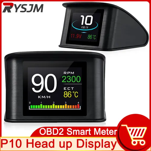 Medidor inteligente P10 OBD2, pantalla Digital HUD Head Up para velocímetro de coche, medidor de temperatura RPM, kilometraje, herramienta de diagnóstico de coche Hud OBDII