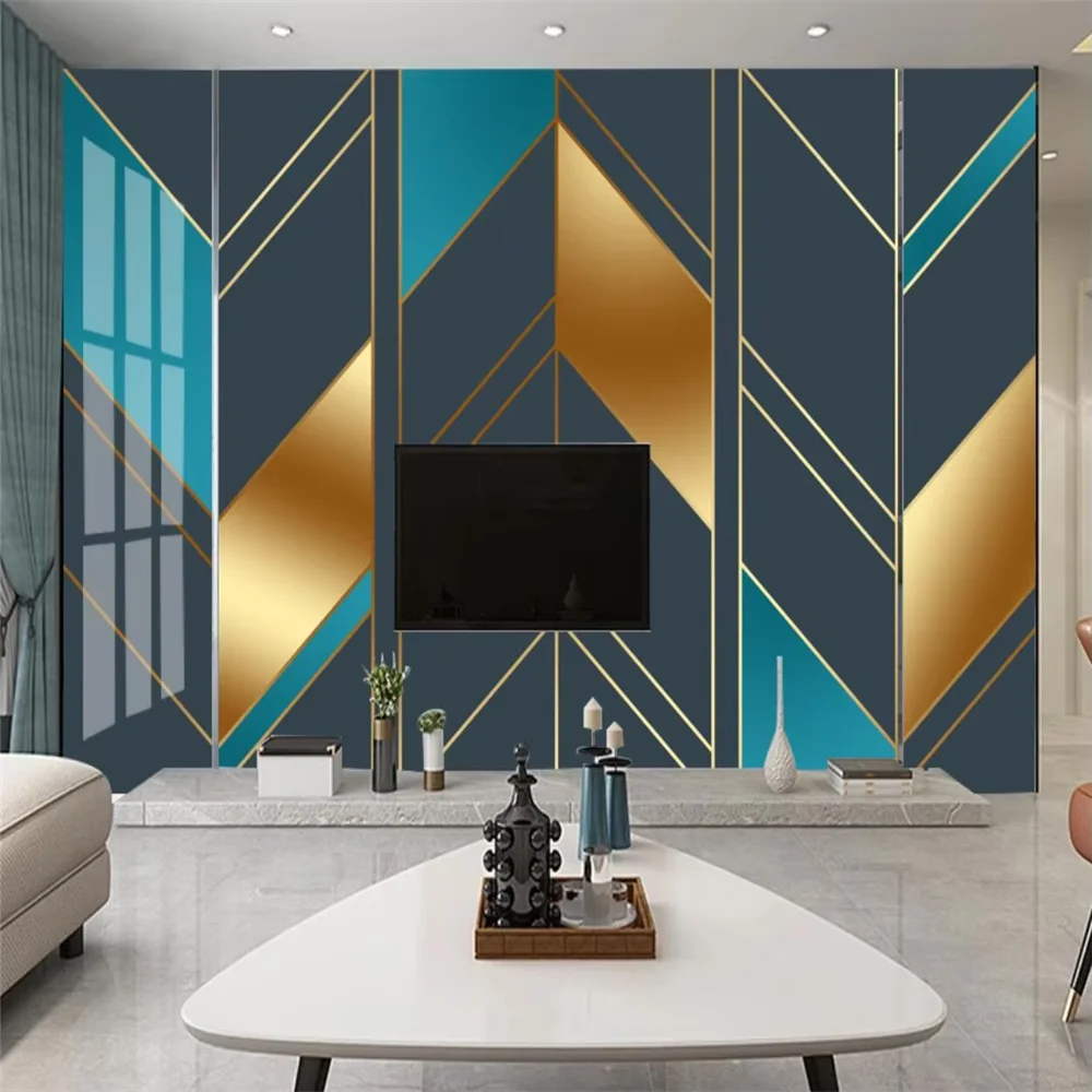 Custom papel pintado de pared Colored diamond shape wallpaper mural modern golden geometric texture wall paper mural background