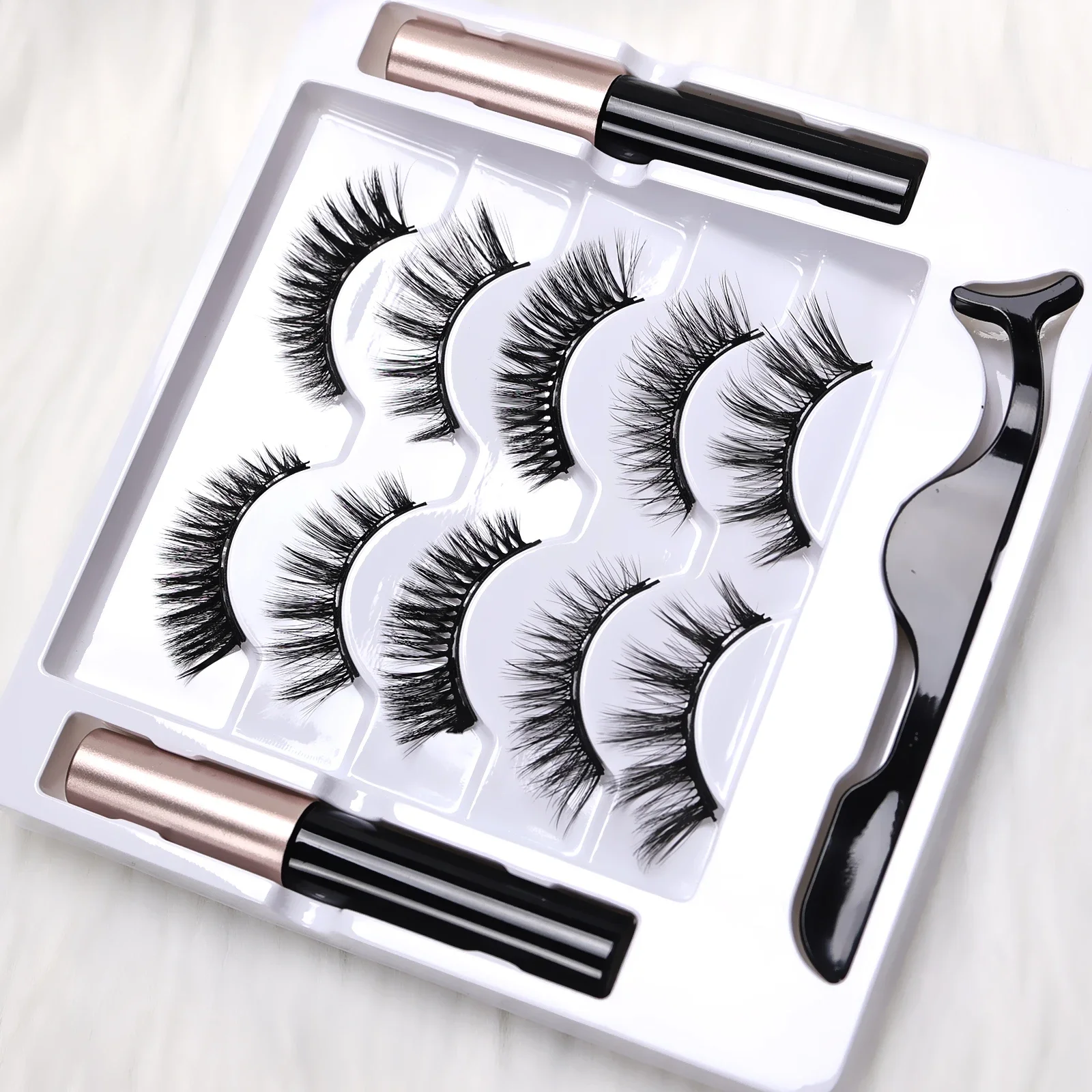 Sommer Wasserfestes Magnetisches Wimpernset 5 Paar Volle Streifen Dramatische Dicke Wimpern Mit Magnetischem Eyeliner Outdoor-Make-up – Detail 6