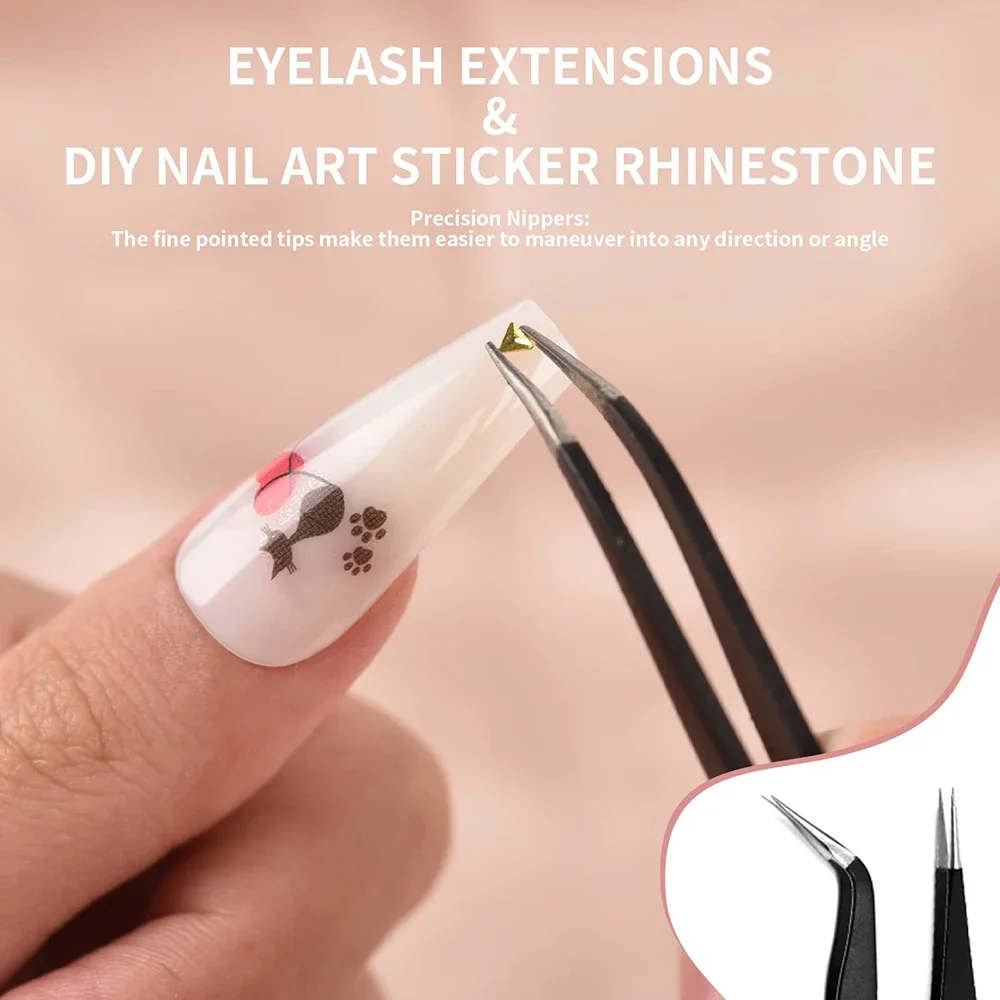 Extensões de cílios postiços pinças de aço inoxidável curvado em linha reta pinça sobrancelha beleza arte do prego strass gem picking ferramentas