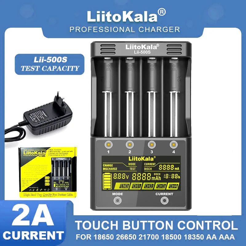 Liitokala New Lii-500S Lii-PD4 Lii-S2 Lii-S4 18650 Lithium Battery Charger 3.7V 21700 26650 25500 20700 14500 16340 1.2V AA AAA