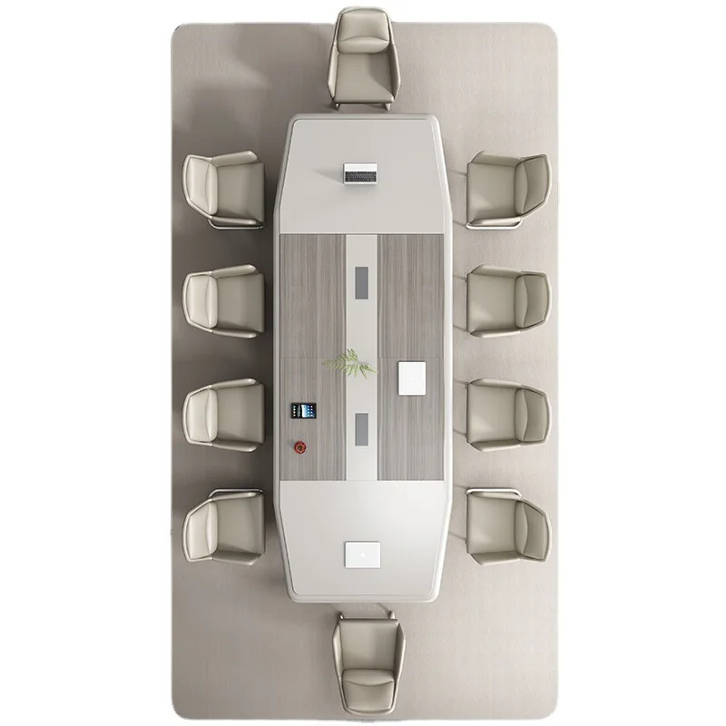 

Стол для конференций Длинный стол Простой современный офис Большой легкий роскошный конференц-стол и комбинация стульев