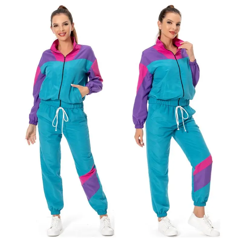 

Adult Women 1980s 1990s Hip Hop Cosplay Costume Retro 90s Sportshirt Pants Fantasia Outfit Halloween Carnival Suit for Female