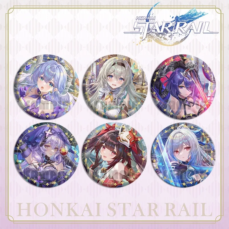 Game Honkai Star Rai Jingliu Kfaka Firefly Sparkle Tinplate Metal Badge Pin Anime Peripheral Collectible Gifts