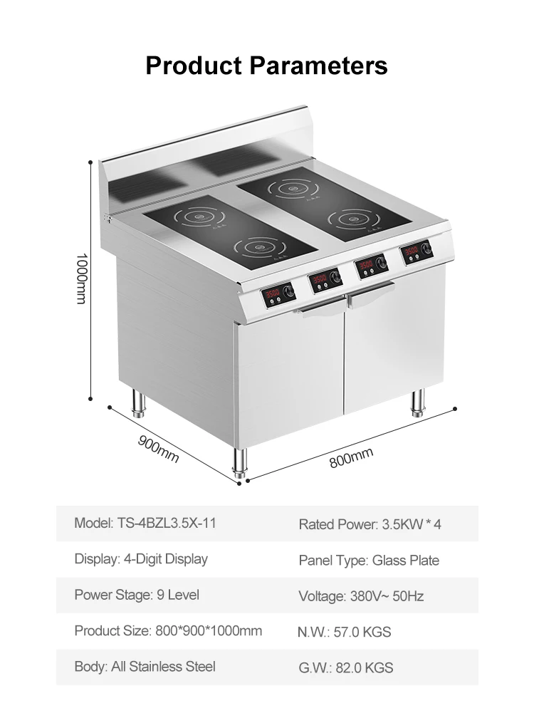 high quality stainless 220v portable 4 Burner electric  induction cooker for commercial kitchen applianceRestaurant Hotel