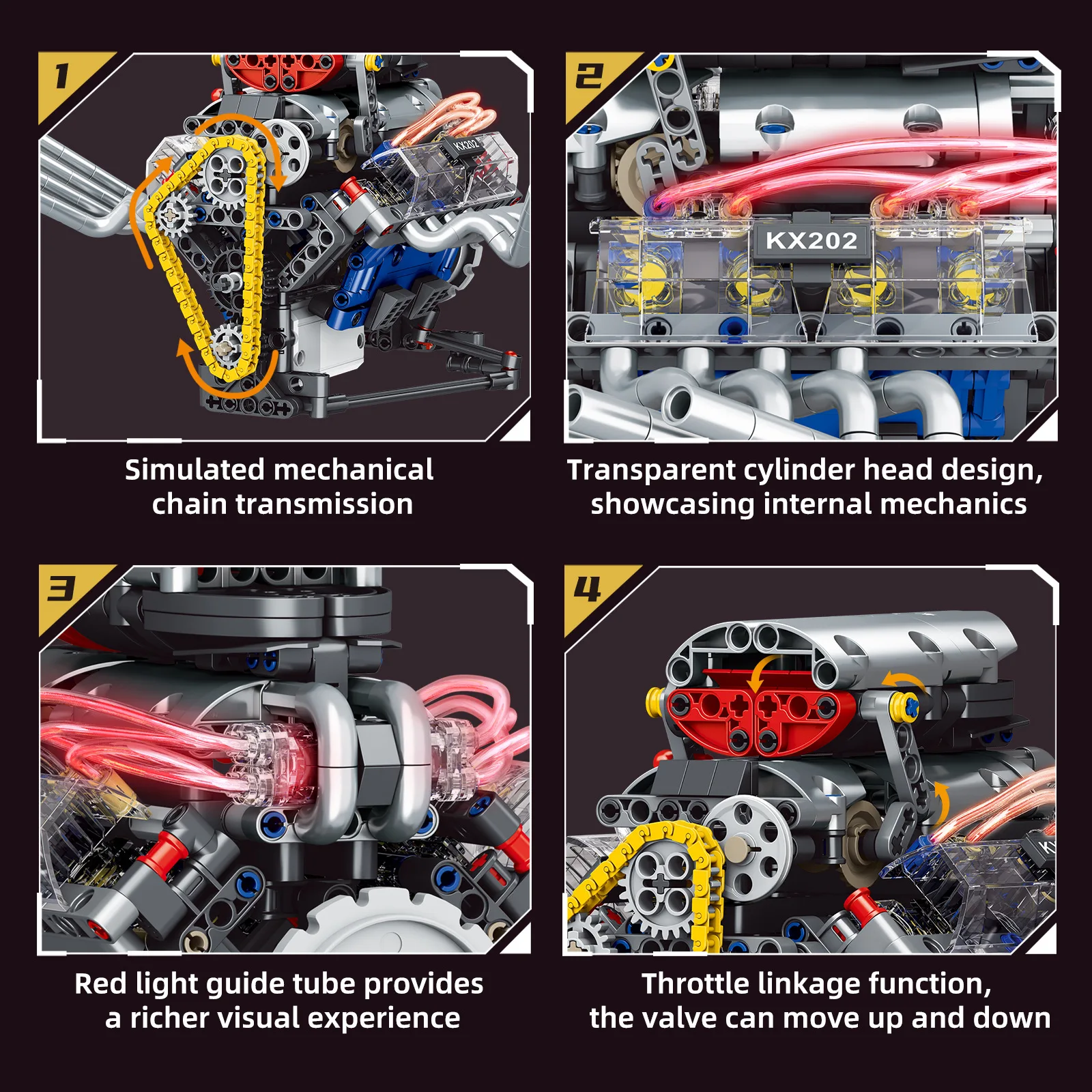 

K96202 V8 Engine Model 665pcs Building Block set Micro Particle Mini Insertion Kit MOC DIY Toys for Christmas Gifts