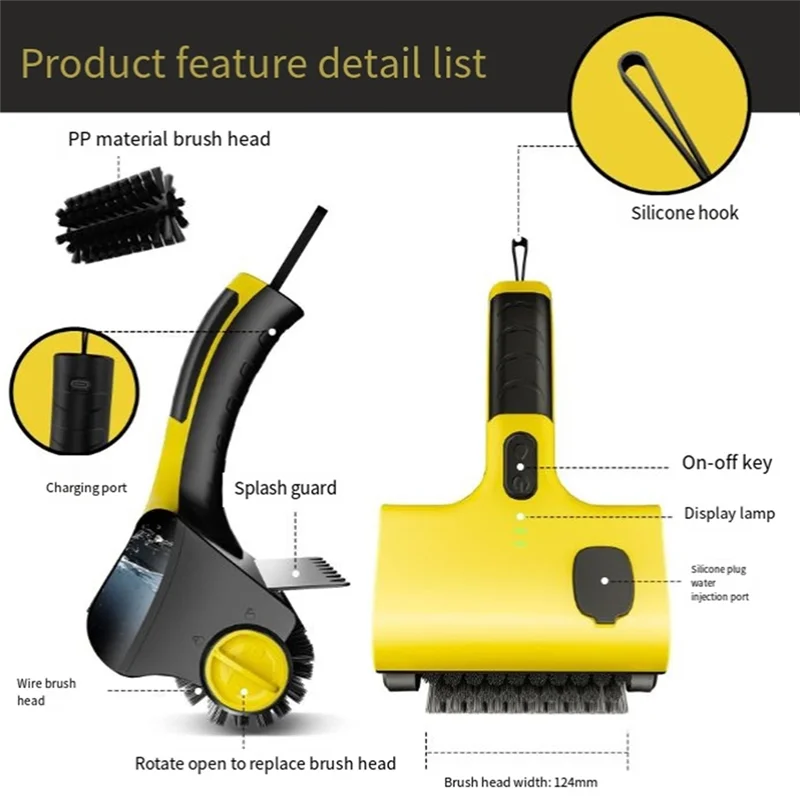 

IALJ-Wireless Electric Barbecue Grill Cleaning Brush, Household Kitchen Tile Cleaning Brush Replaceable Brush Heads