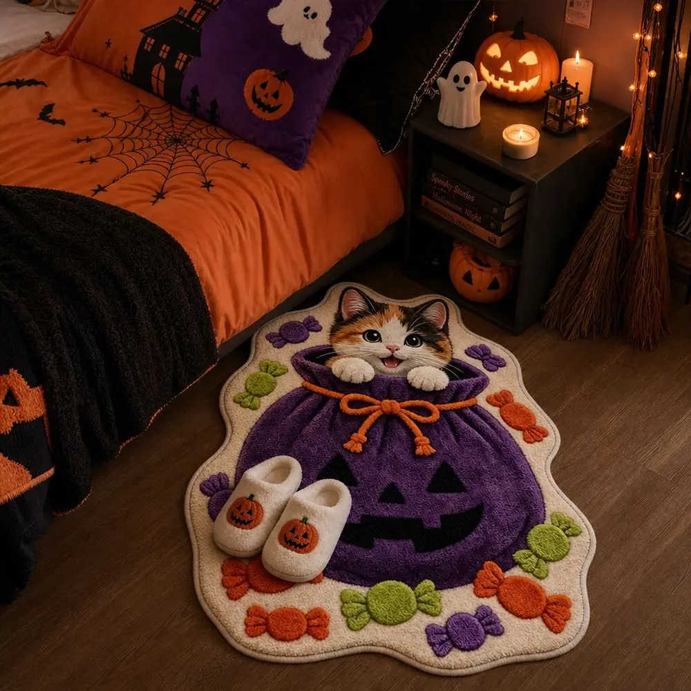 Special-shaped Cat Shaped Floor Mat Absorbent Non Slip Backing Cat Floor Mat Cat Pattern Soft Surface Cat Shaped Rug