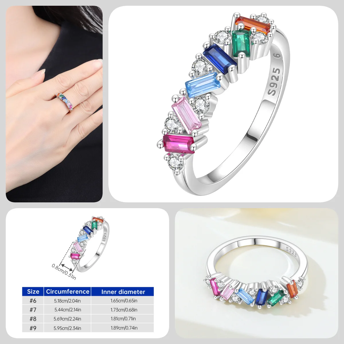 Eleganter Schmetterlingsring aus 925er Sterlingsilber mit funkelndem Zirkonia, minimalistischer edler Schmuck für Frauen, Hochzeit, Party, Alltag – Detail 1
