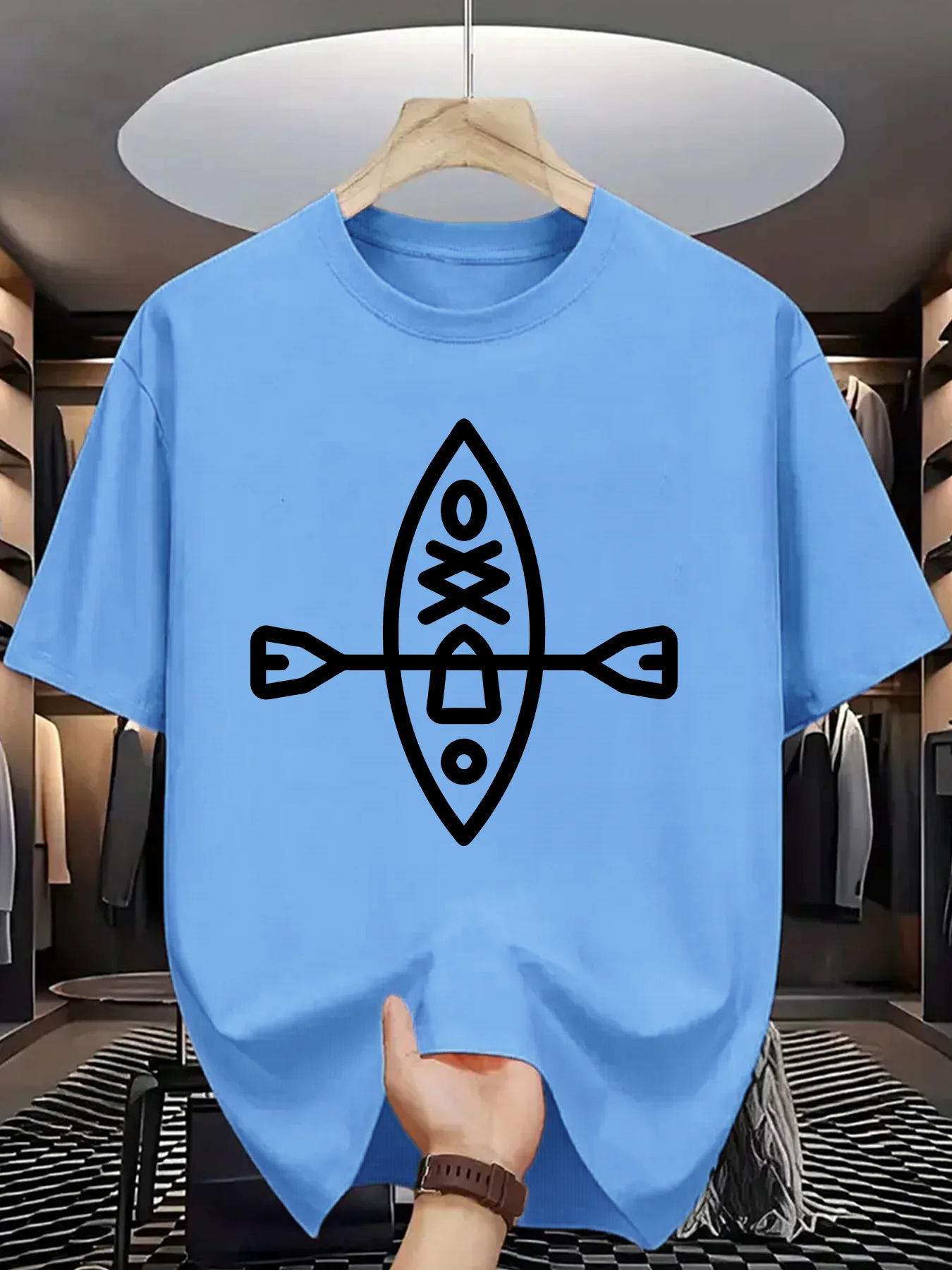 Women Tee  Loose Fit Front Kayak Paddle Simple Line Graphic Print Round Neck Short Sleeve Soft Ladies Casual Summer Top