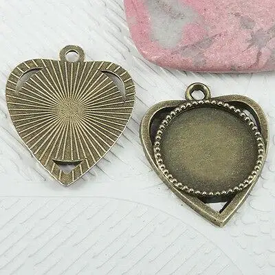 10pcs 30*24mm hole 2.6mm INNER SIZE 18mm  antiqued bronze color heart shaped round cabochon setting EF0673