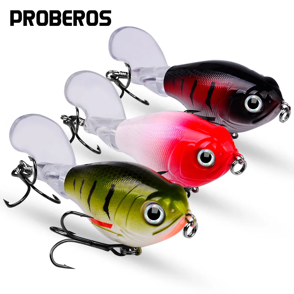 

1Pcs Topwater Popper Fishing Lure 11.5g/ 16g Whopper Plopper Plastic Hard Bait Swimbait with Rotating Soft Tail For Bass Pike