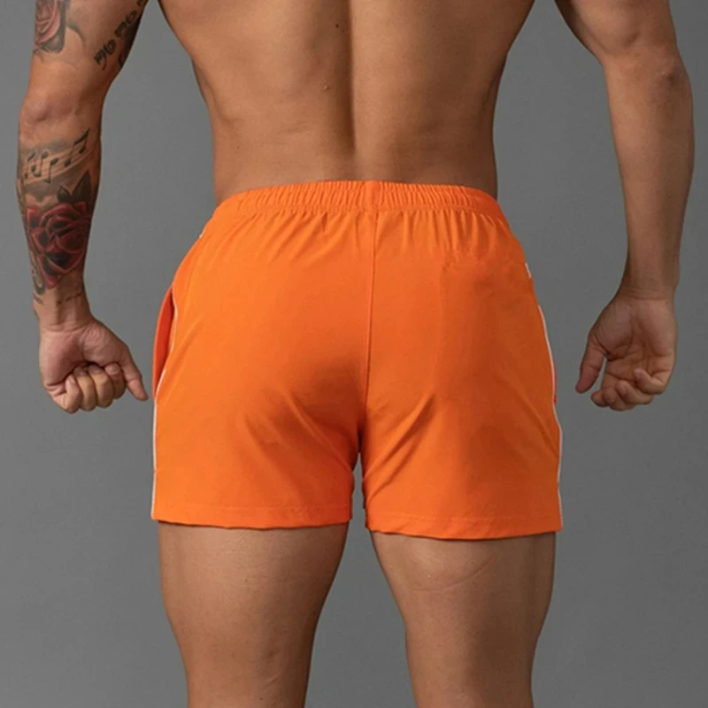 Summer Men\'s Swimming Solid Color Swimsuit Quick Drying Breathable Color Swimsuit Beach Surf Shorts Beach Drawstring Shorts