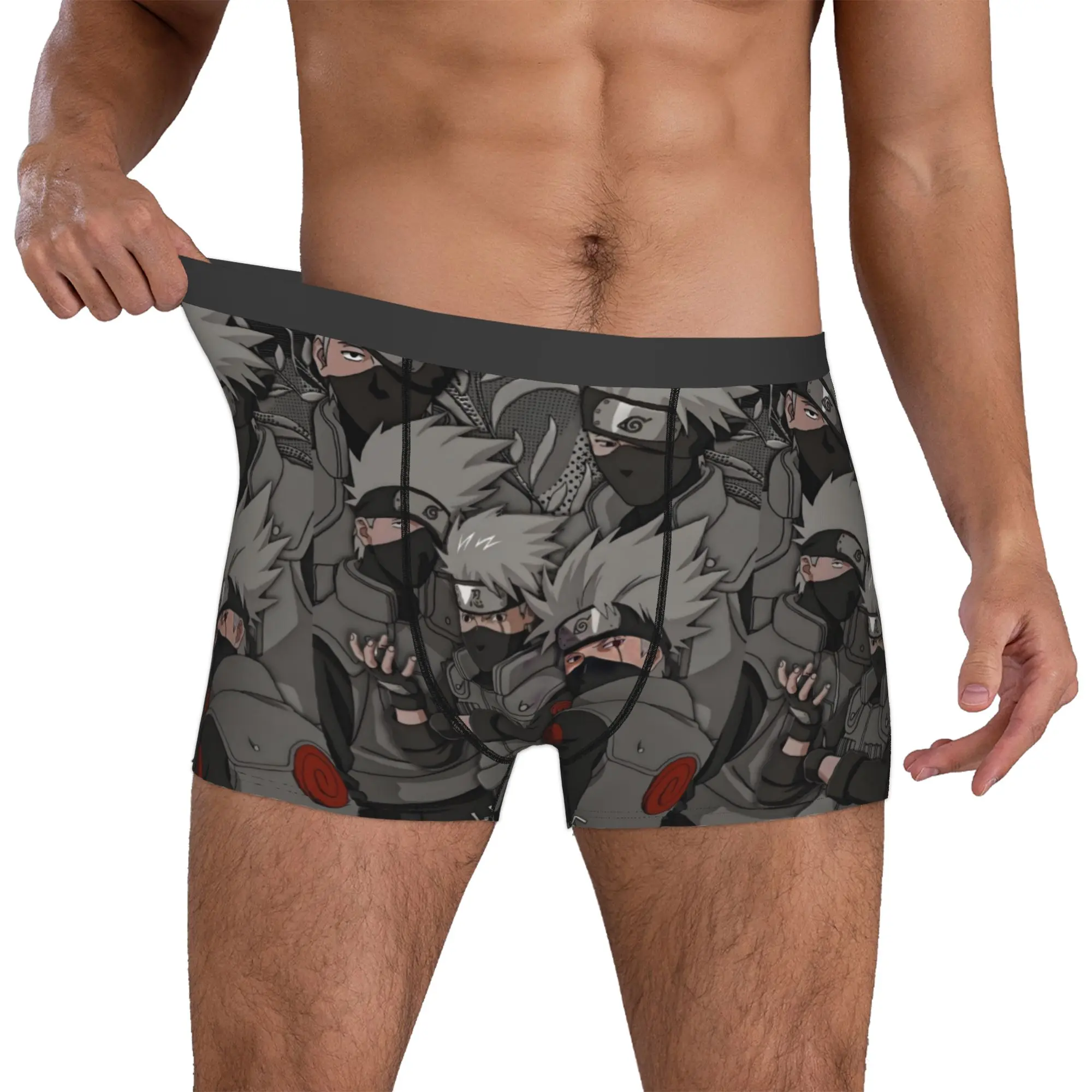 Benutzerdefinierte K-Kakashies H-Hatakes Japan Manga Coole Boxershorts für Herren, 3D-Druck, Comic-Unterwäsche, Slips, weiche Unterhosen